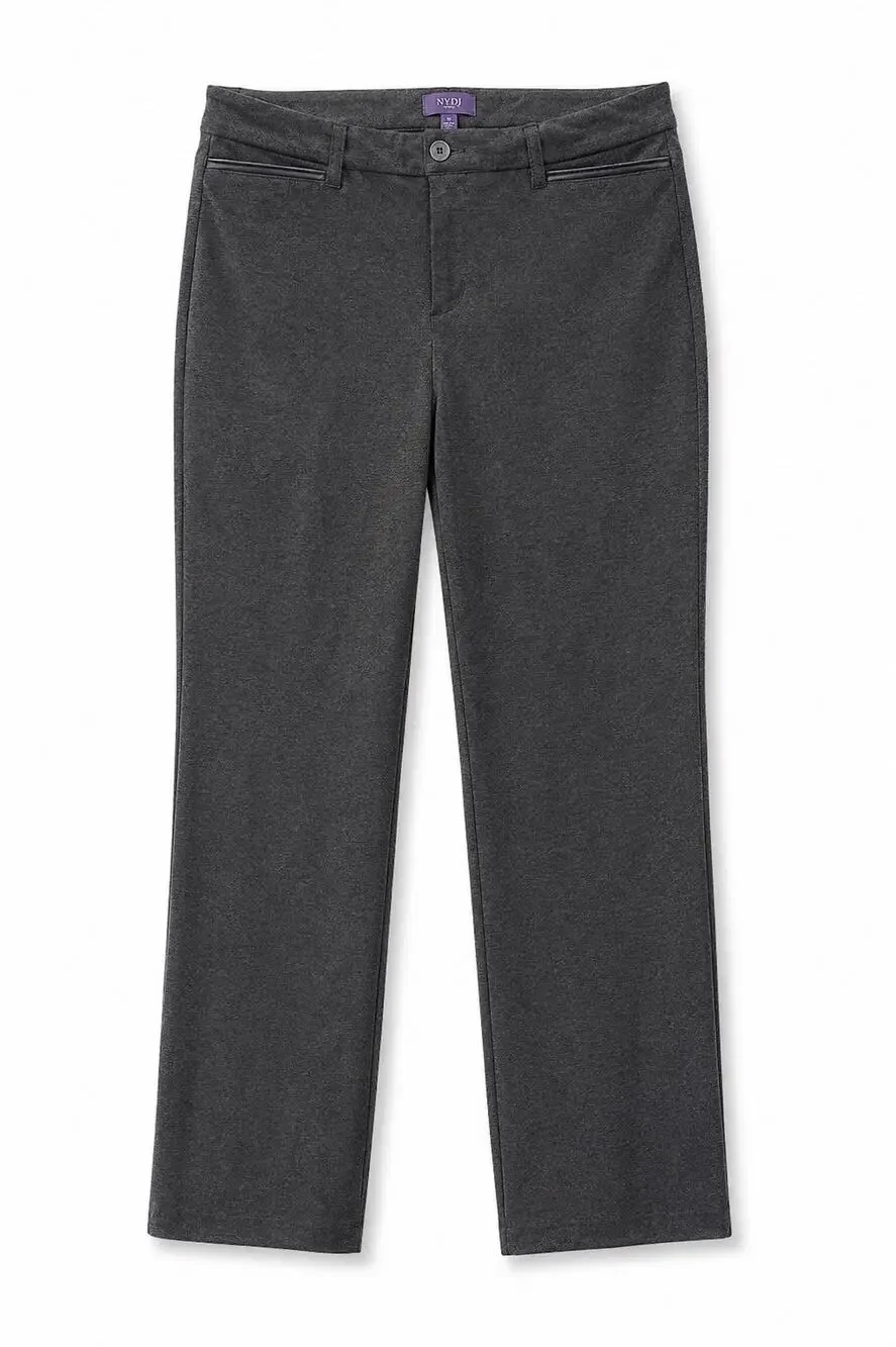 NYDJ Straight Leg Ponte Knit Pants Gray Size 10 Stretch Career Office